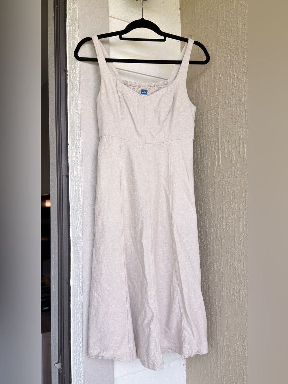 Old Navy Beige Smocked Fit and Flare Linen dress SP